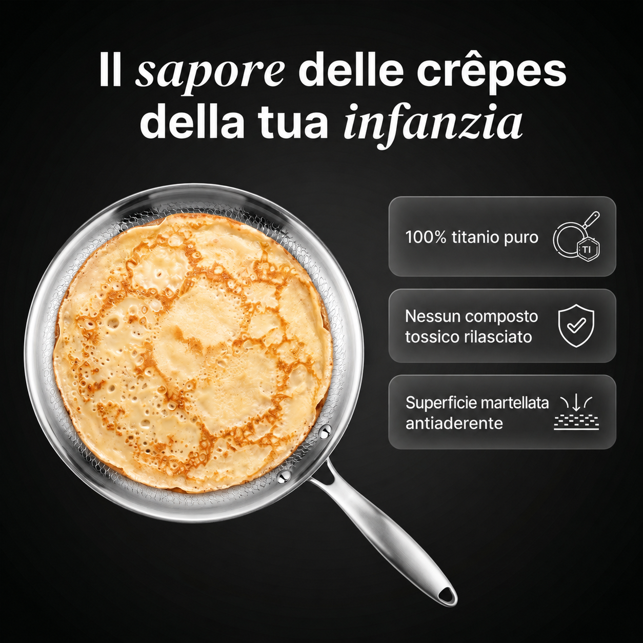 Padella per Crêpes 100% Titanio Puro (28 cm) — TITANOX®