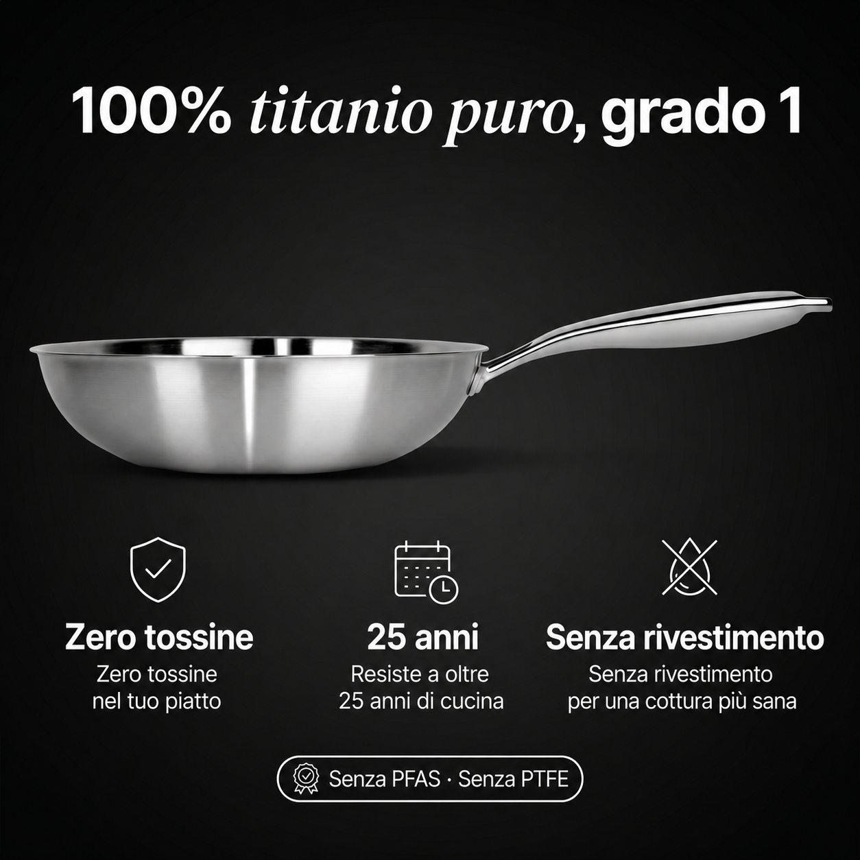 Wok 100% Titanio Puro (28 cm) — TITANOX®